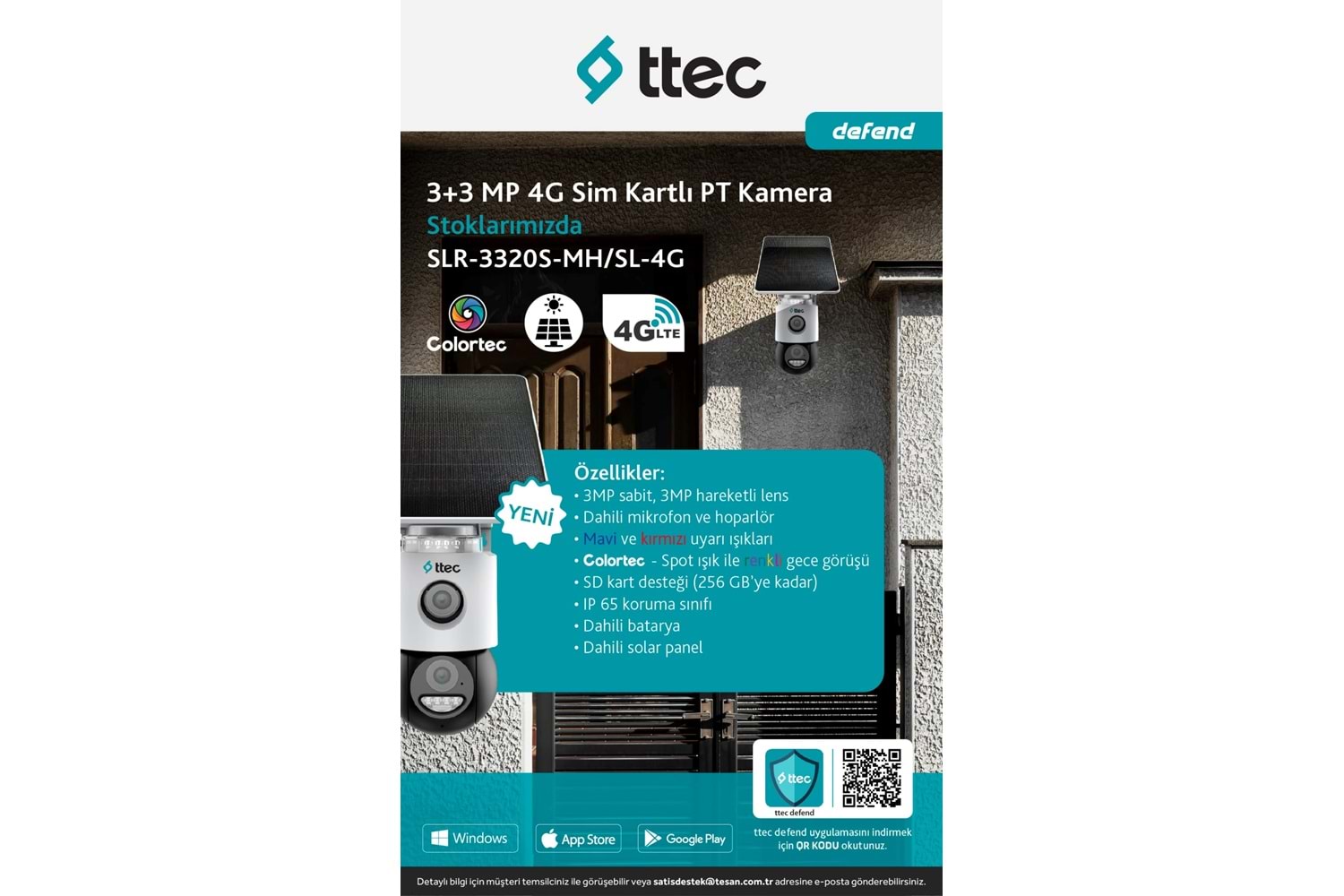 TTEC SLR-3320S-MH/SL-4G 6MP 4MM SABIT LENSLI IP 4G SOLAR KAMERA