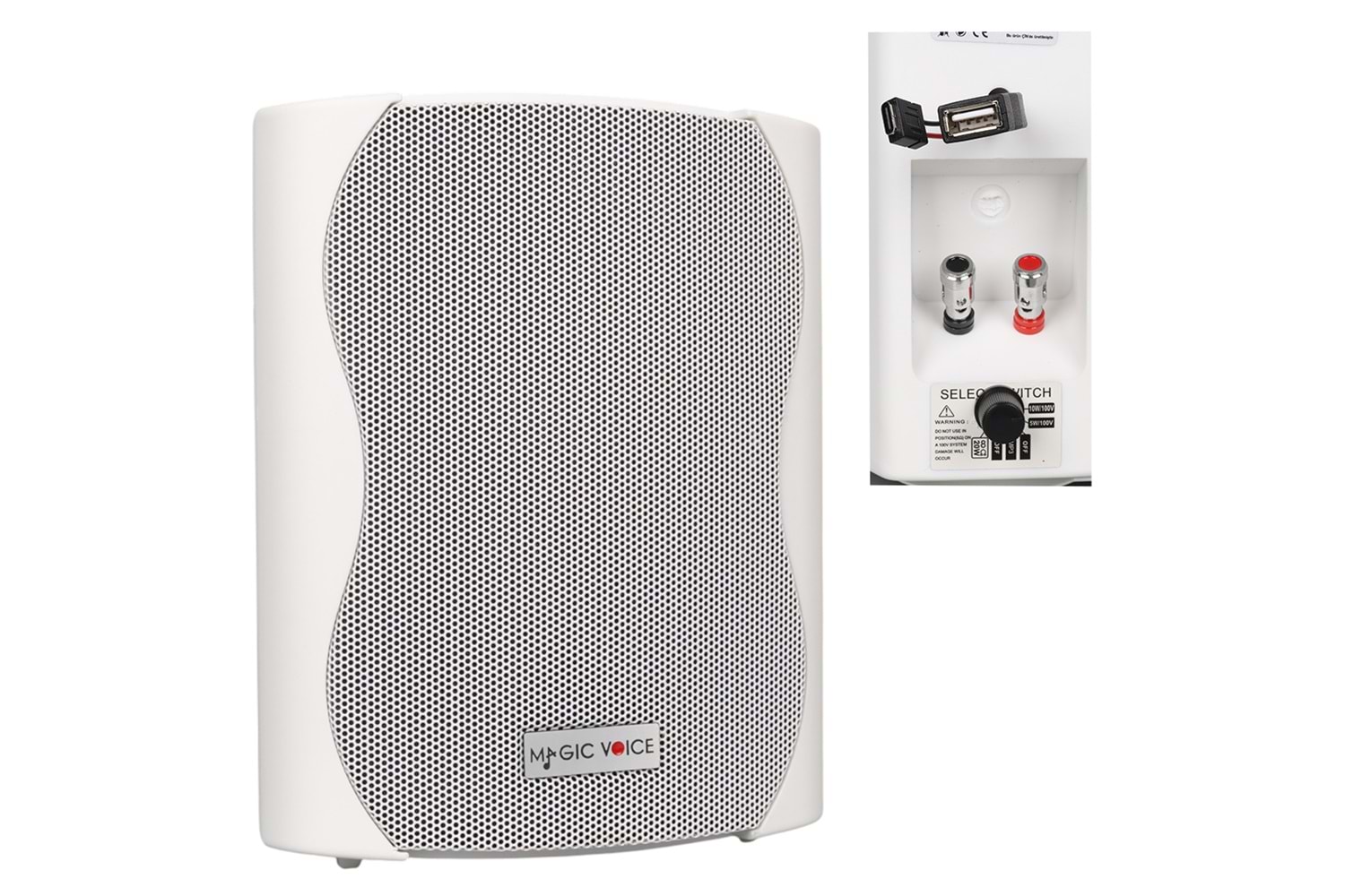 MAGICVOICE F-LHY4S 4'' (10 CM) TRAFOLU SÜTUN HOPARLÖR (10W RMS / 150W PEAK - MP3 USB BEYAZ