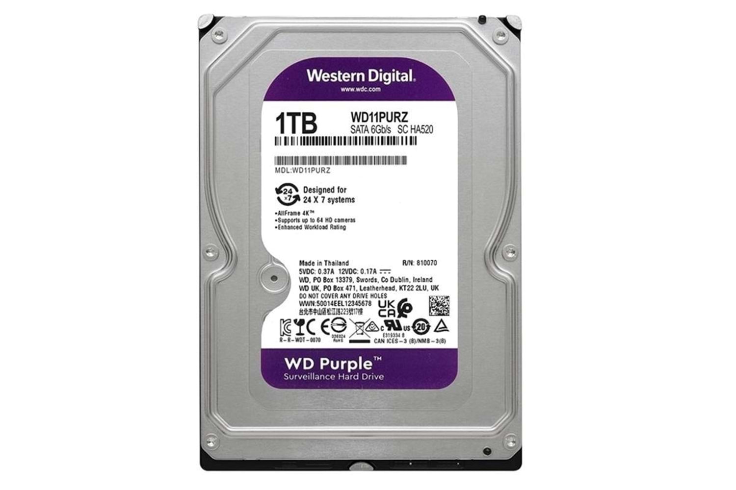 1 TB WD 3.5 PURPLE SATA3 5400RPM 64MB 7/24 GUVENLIK WD11PURX