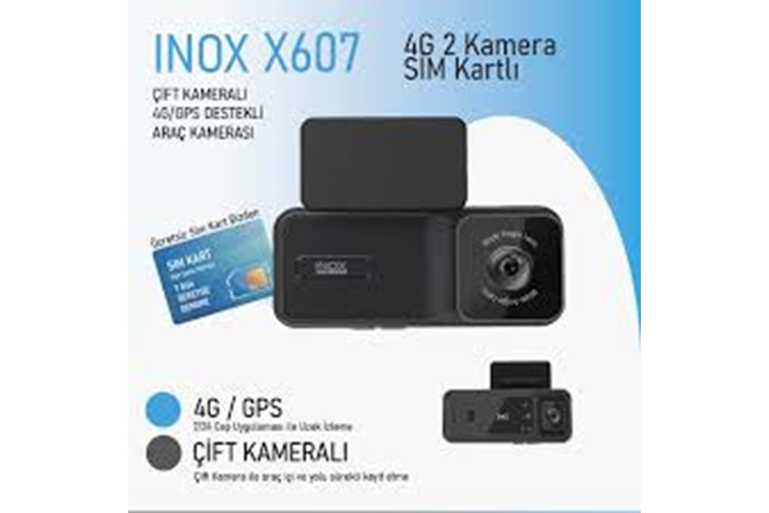 INOX-X607 4G GPS DESTEKLİ ÇİFT YÖNLÜ ARAÇ İÇİ KAMERA