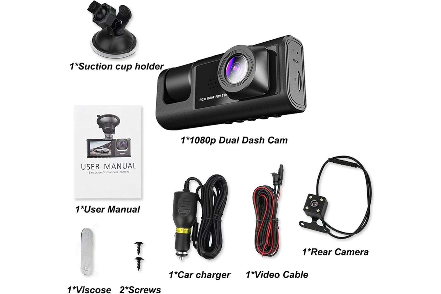 C309 ARAÇ İÇİ DİKİZ DASHCAM WIFI ARABA KAMERASI + TAMPON KAMERASI 1080P