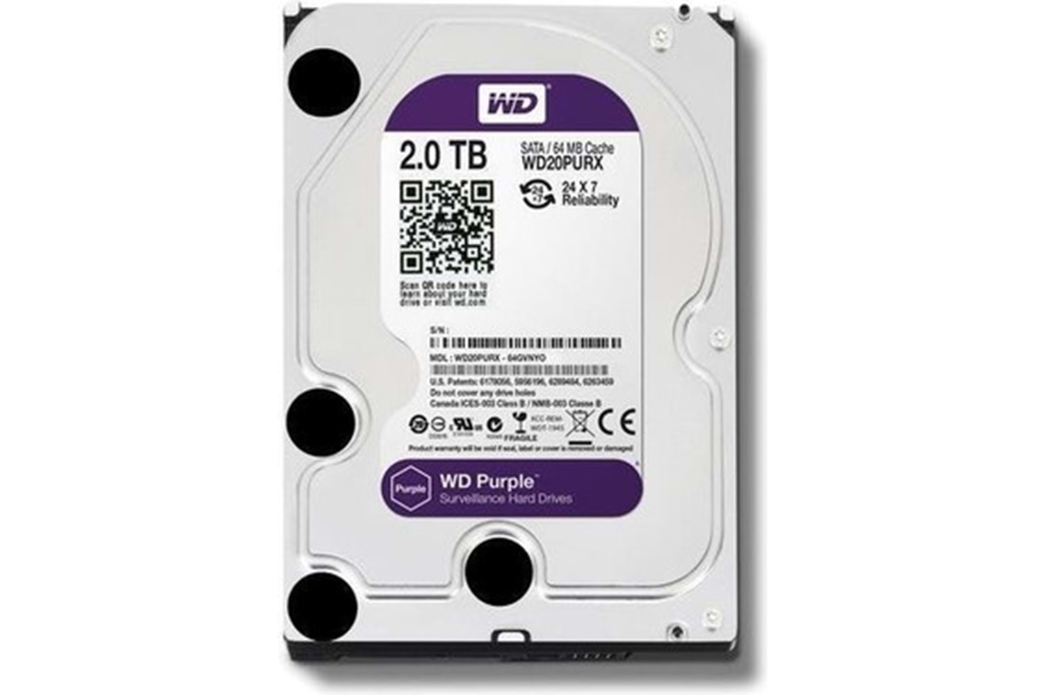 2 TB WD 3.5 PURPLE SATA3 5400RPM 64MB 7/24 GUVENLIK WD11PURX