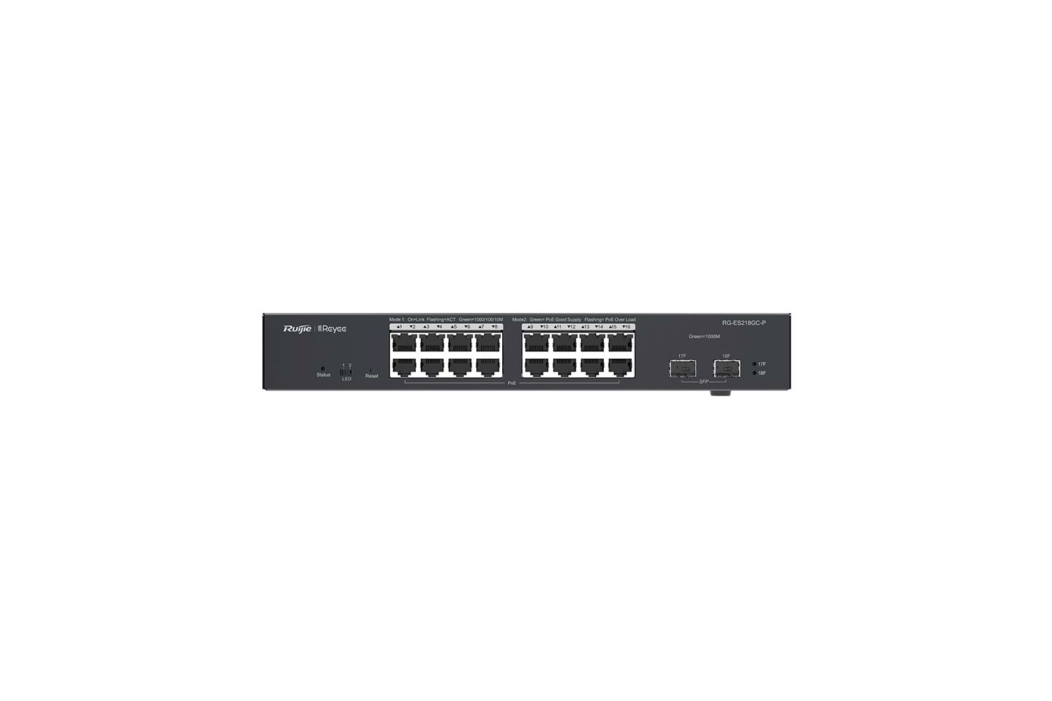 REYEE RG-ES220GS-P 10/100/1000 GIGABIT, YÖNETILEBILIR SWITCH, 2 SFP, 2 GIGABIT RJ45 UPLINK POE 250W