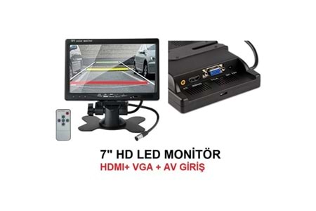 INOX-9025 7 İNÇ HDMI & VGA 2 AV AUDİO MONİTÖR