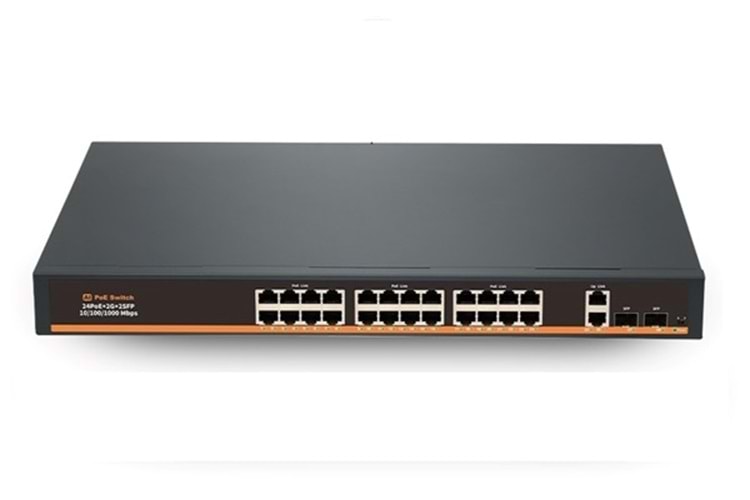 PS29M 24 PORT 10/100/1000+2 PORT 10/100/1000 GİGABİT UPLİNK 2 PORT SFP 300W POE SWİTCH