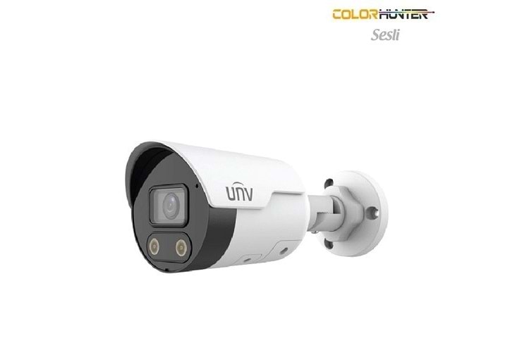 UNV IPC2122LE-ADF28 KMC-WL 2MP H265+ FULL COLOR RENKLI SESLI POE IP BULLET KAMERA ÇİFT TARAF SES
