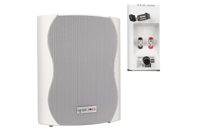 MAGICVOICE F-LHY4S 4'' (10 CM) TRAFOLU SÜTUN HOPARLÖR (10W RMS / 150W PEAK - MP3 USB BEYAZ