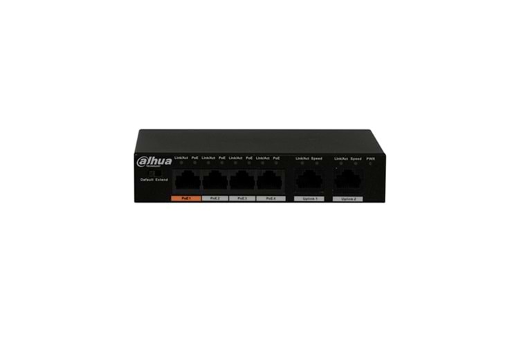 DAHUA PFS3006-4ET-36 4 PORT POE 2 PORT UPLİNK SWTİCH 36WATT