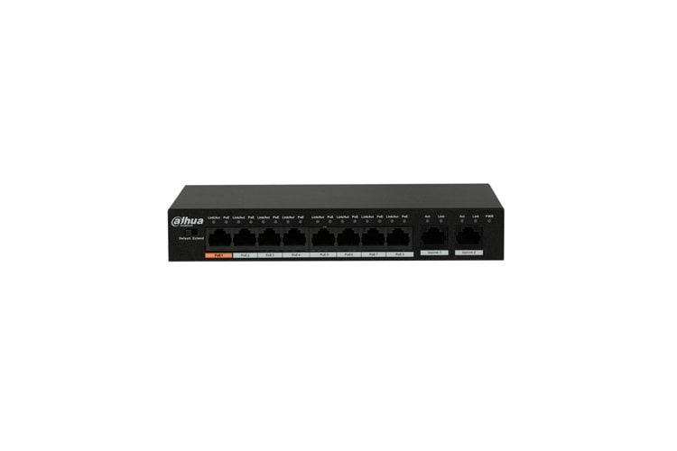 DAHUA PFS3010-8GT-96 8 PORT GİGABİT POE + 2 UPLİNK GİGABİT SWİTCH 96W POE ÇIKIŞ GÜCÜ