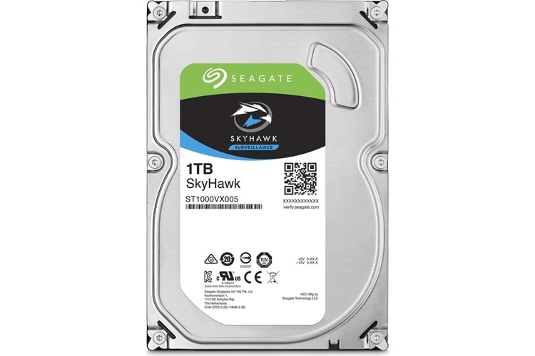1TB SEAGATE SKYHAWK ST1000VX005 5900 RPM 64MB SATA-3 Güvenlik Disk 7/24