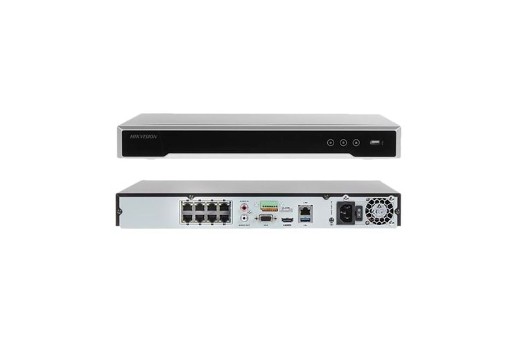HIKVISION (DS-7608NI-Q2/8P) 8 KANAL 1xHDMI (4K desteği),1xVGA,1xSES 2xHDD METAL POE NVR KAYIT CİHAZI