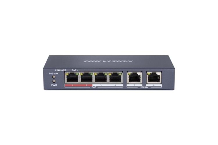 HIKVISION DS-3E1106P-EI/M 4+2 10/100 Yönetilebilir 4 Port Poe 45W Metal Kasa