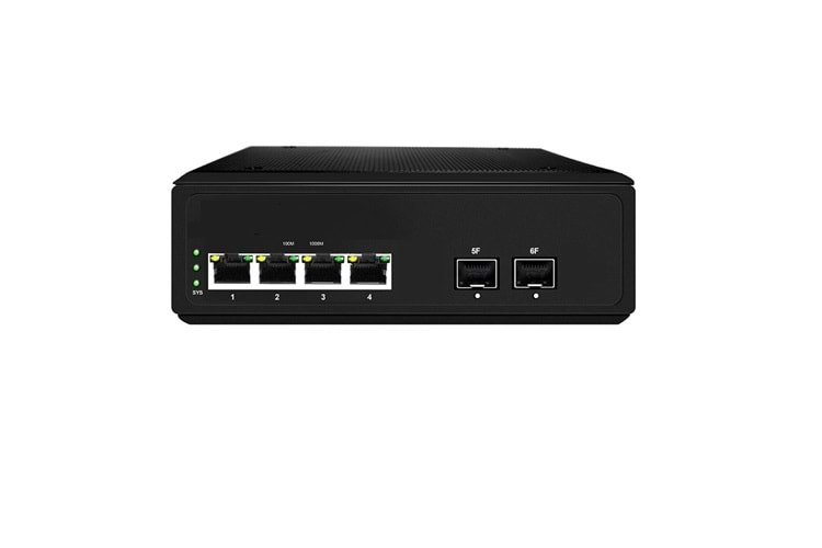 EGETEK PS6G-42ES ENDÜSTRİYEL 4 PORT POE GİGABİT+ 2 ADET SPF GİGABİT SWİTCH 65W POE ÇIKIŞ GÜCÜ