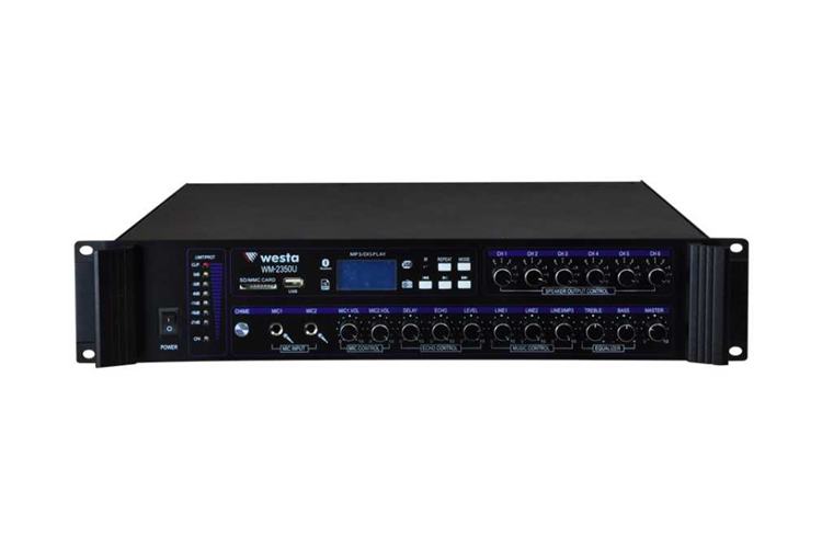 WESTA WM-2350U USBLI VE BLUETOOTH 6 BÖLGELI 350 WATT AMFILI MIKSER
